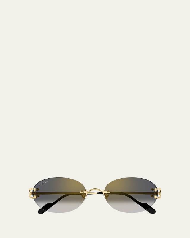 Rimless Metal Round Sunglasses